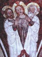Deckenfresko "Die heilige Dreifaltigkeit", St. Jakobus, Urschalling, 14. Jahrhundert